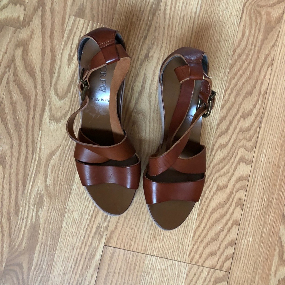 J. Crew leather and suede wedge sandals